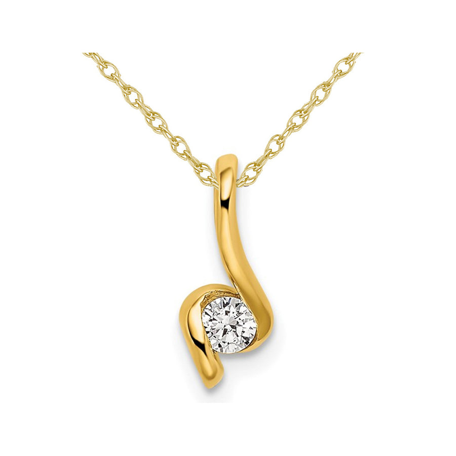 1/10 Carat (ctw H-ISI1-SI2) Lab-Grown Diamond Solitaire Pendant Necklace in 14K Yellow Gold with Chain Image 1