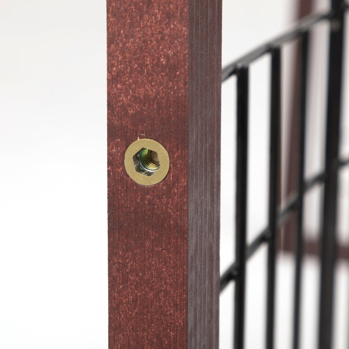 Adjustable Wooden Pet Gate for Dogs Indoor Freestanding Dog Fence for Doorways Stairs Deep Brown Image 9