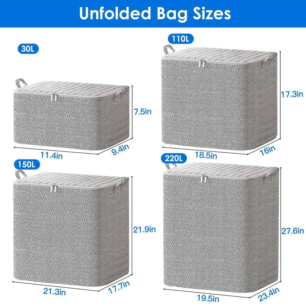 4 Pack Foldable Non Woven Storage Bags Closet Organizers Wardrobe Sorting Baskets Image 2