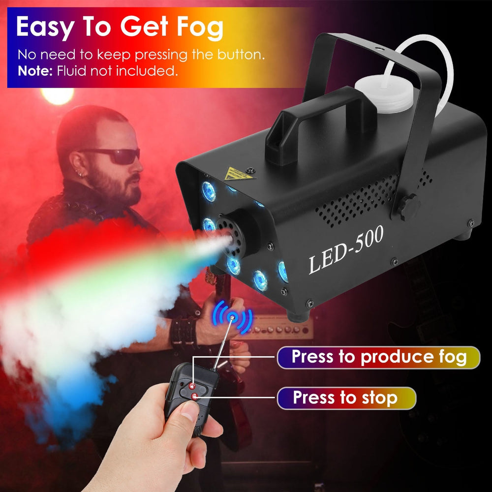 500W Fog Machine 2000CFM Colorful Smoke Machine with 8Pcs LEDs 5 Lighting Effects 3 Level Brightness Image 2