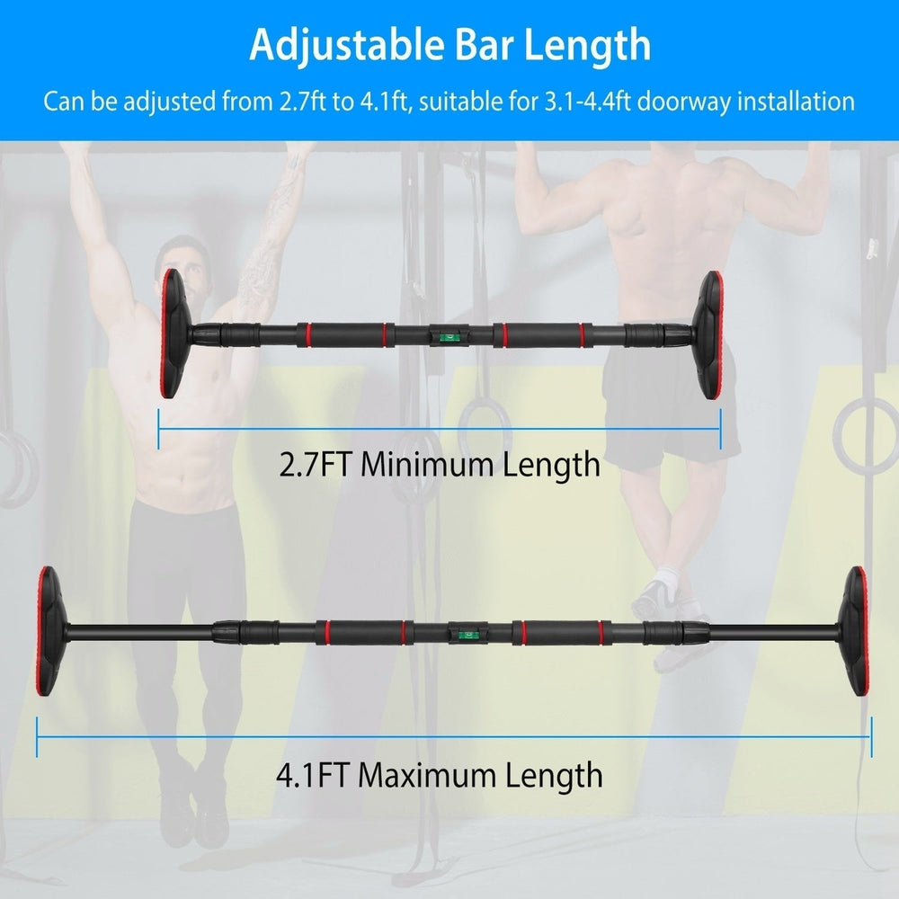 Doorway Pull Up Bar Heavy Duty Body Workout Strength Training Chin Up Bar with Foam Grips Level Meter 881LBS Weight Image 2