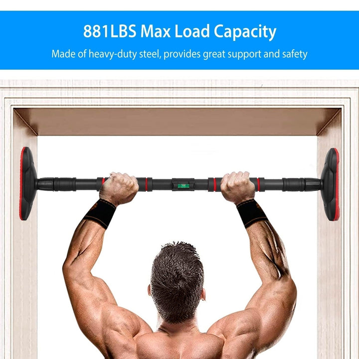 Doorway Pull Up Bar Heavy Duty Body Workout Strength Training Chin Up Bar with Foam Grips Level Meter 881LBS Weight Image 3