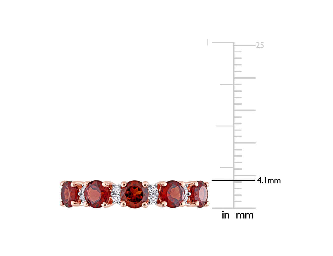 1.45 Carat (ctw) Garnet Five Stone Band Ring in Rose Plated Silver Image 4