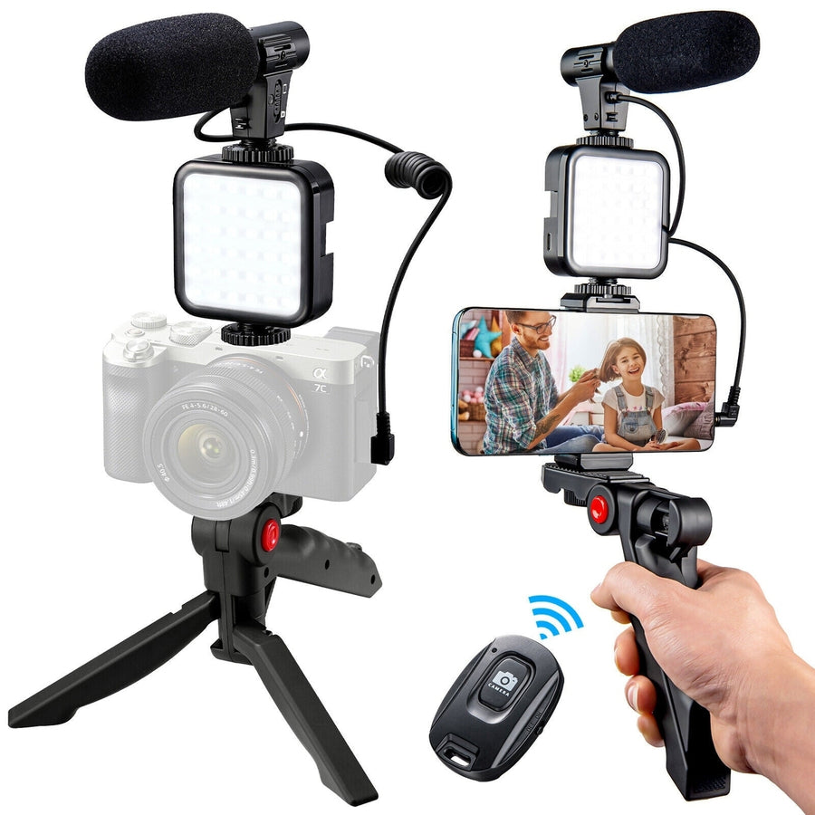 5 in 1 Vlogging Kit with Fill Light Microphone Tripod Image 1