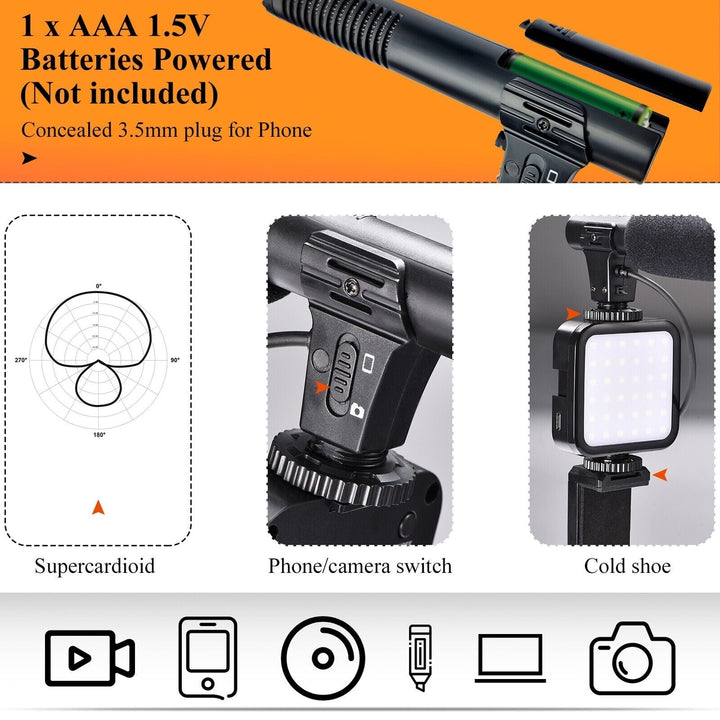 5 in 1 Vlogging Kit with Fill Light Microphone Tripod Image 4