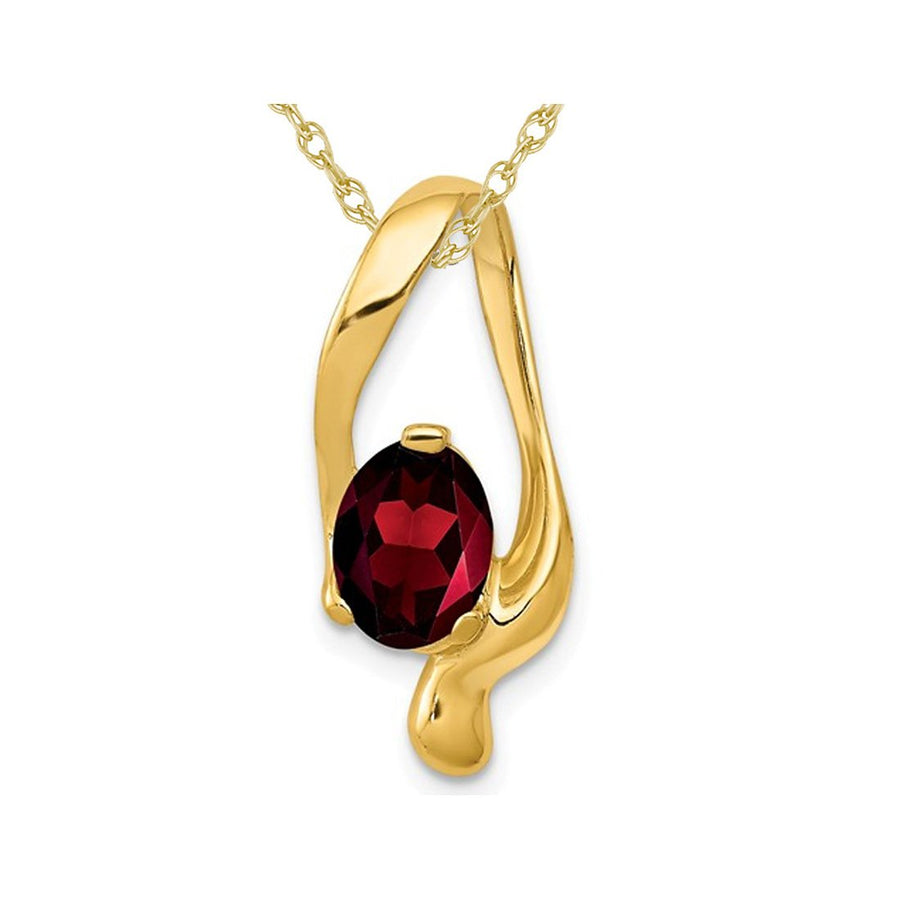 1.40 Carat (ctw) Natural Garnet Pendant Necklace in 14K Yellow Gold with Chain Image 1
