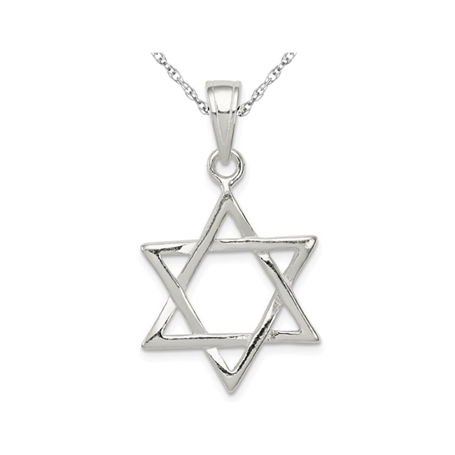 Sterling Silver Star of David Pendant Necklace with Chain Image 1