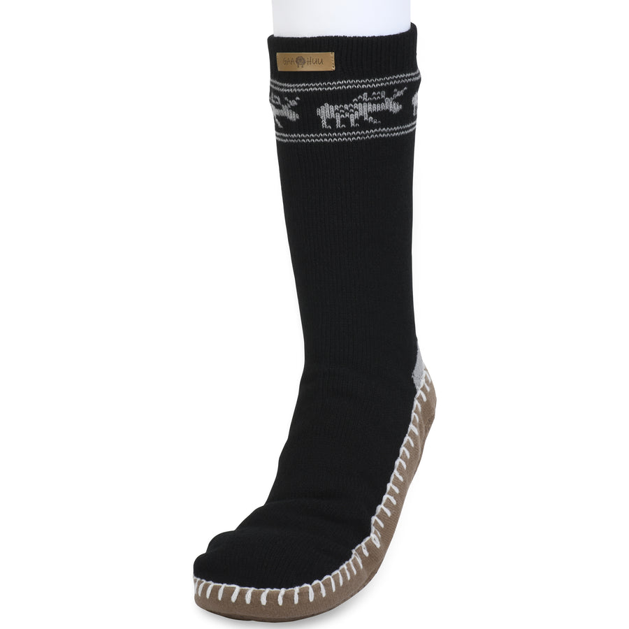Gaahuu mens acrylic knitfaux shearling lined slipper sock Image 1