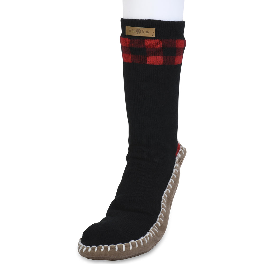 Gaahuu mens acrylic knitfaux shearling lined slipper sock Image 2