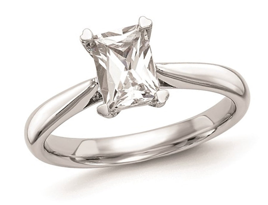 1.00 Carat (ctw VS2G-H) Emerald-Cut Certified Lab-Grown Diamond Solitaire Engagement Ring in 14K White Gold Image 1