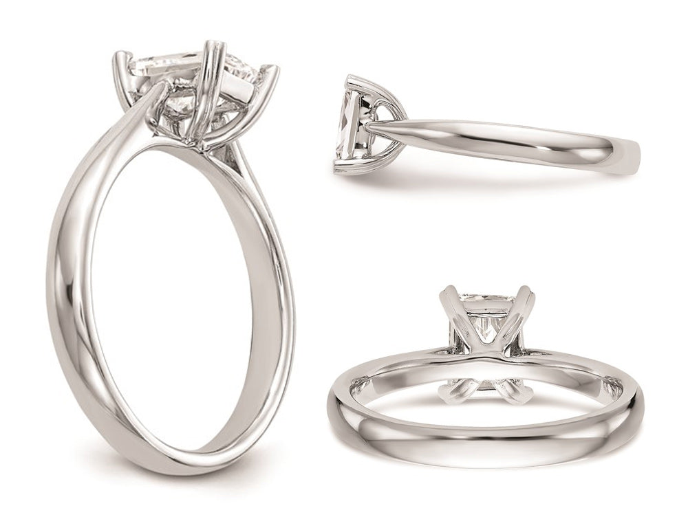 1.00 Carat (ctw VS2G-H) Emerald-Cut Certified Lab-Grown Diamond Solitaire Engagement Ring in 14K White Gold Image 2