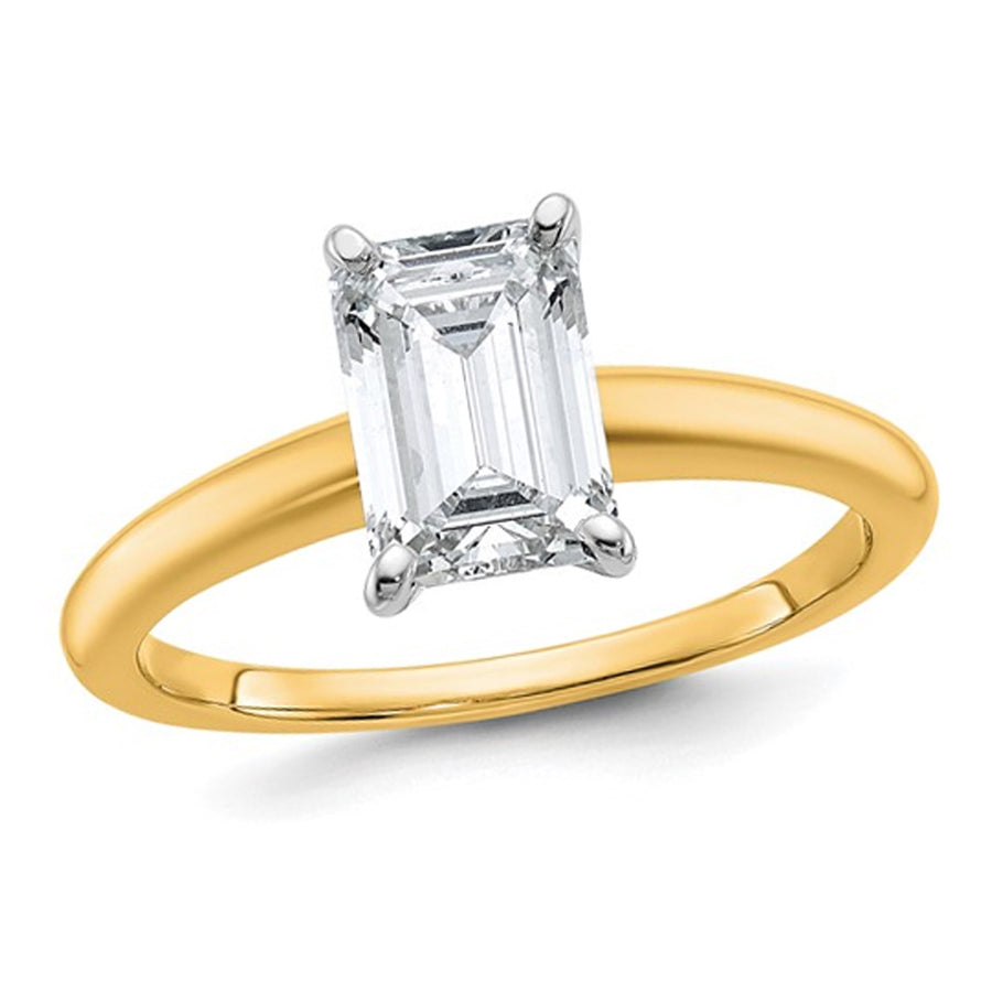 1.50 Carat (ctw VS2G-H) Emerald-Cut Certified Lab-Grown Diamond Solitaire Engagement Ring in 14K Yellow Gold Image 1