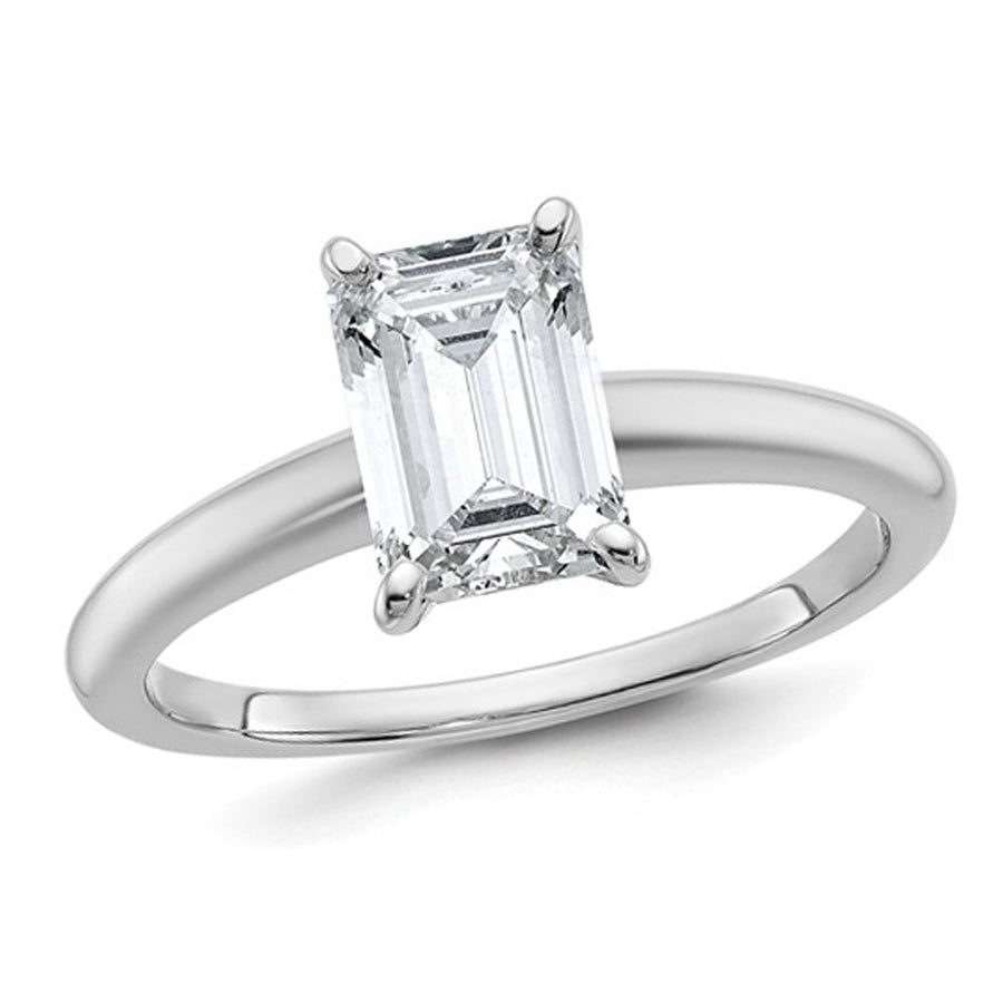 1.50 Carat (ctw VS2G-H) Emerald-Cut Certified Lab-Grown Diamond Solitaire Engagement Ring in 14K White Gold Image 1