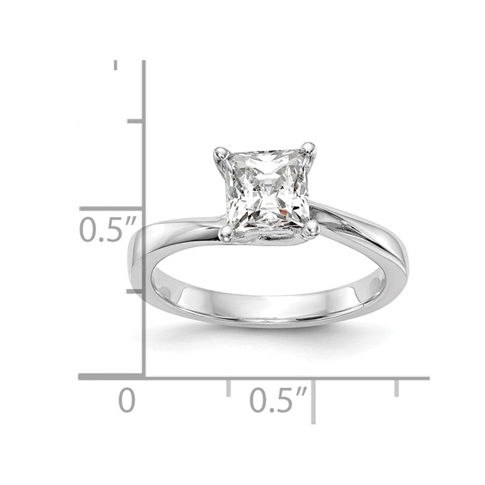 1.00 Carat (ctw VS2D-E-F) Certified Princess Lab-Grown Diamond By-Pass Engagement Ring in 14K White Gold Image 2