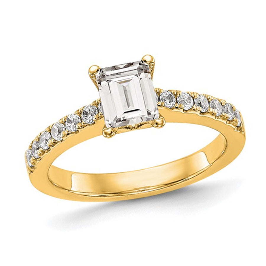 1.31 Carat (ctw VS2G-H) Emerald-Cut Certified Lab-Grown Diamond Engagement Ring 14K Yellow Gold Image 1
