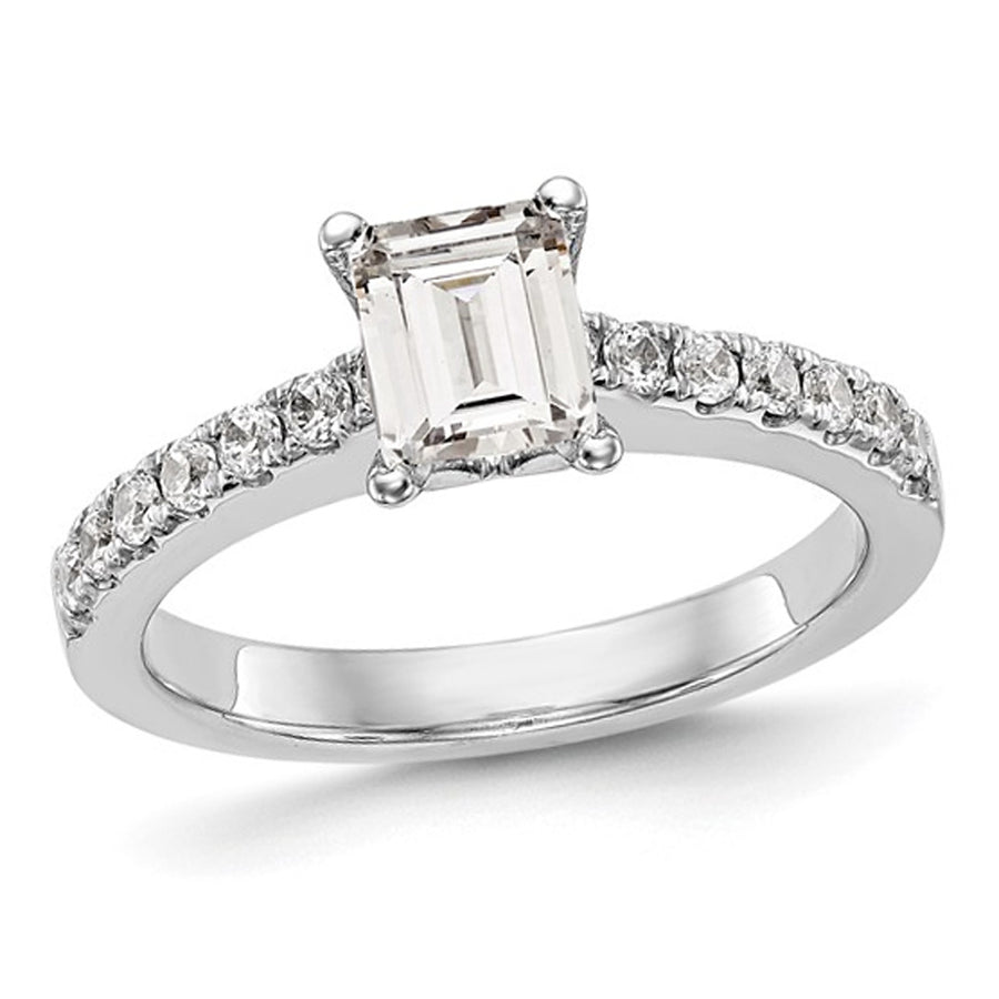 1.31 Carat (ctw VS2G-H) Emerald-Cut Certified Lab-Grown Diamond Engagement Ring 14K White Gold Image 1