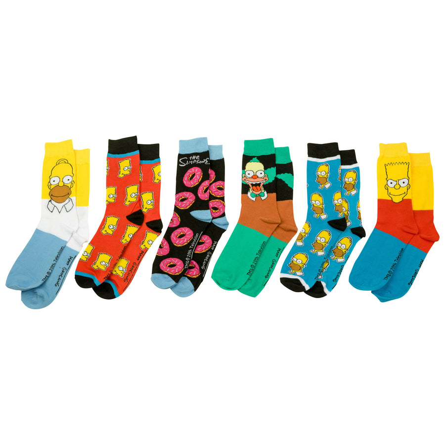The Simpsons Assorted Characters Mens 6-Pair Pack of Crew Socks Image 1
