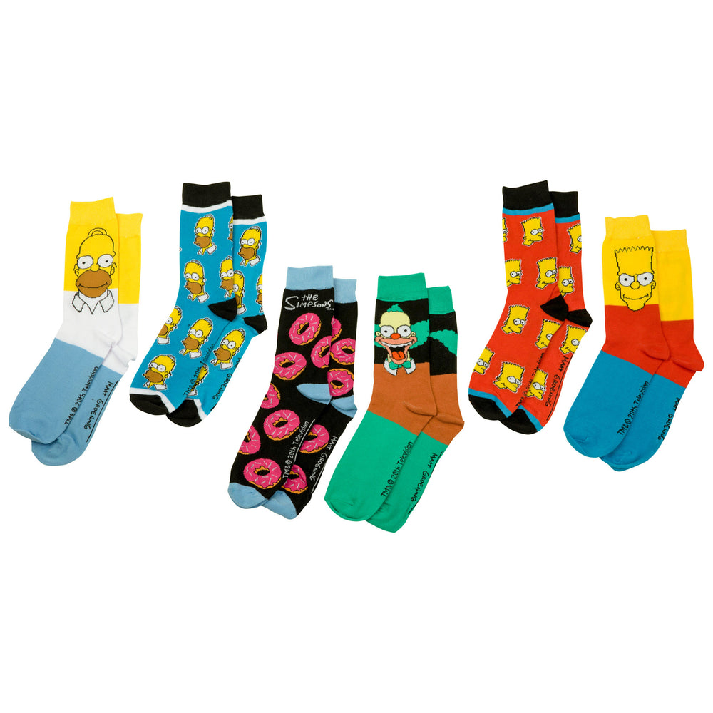 The Simpsons Assorted Characters Mens 6-Pair Pack of Crew Socks Image 2