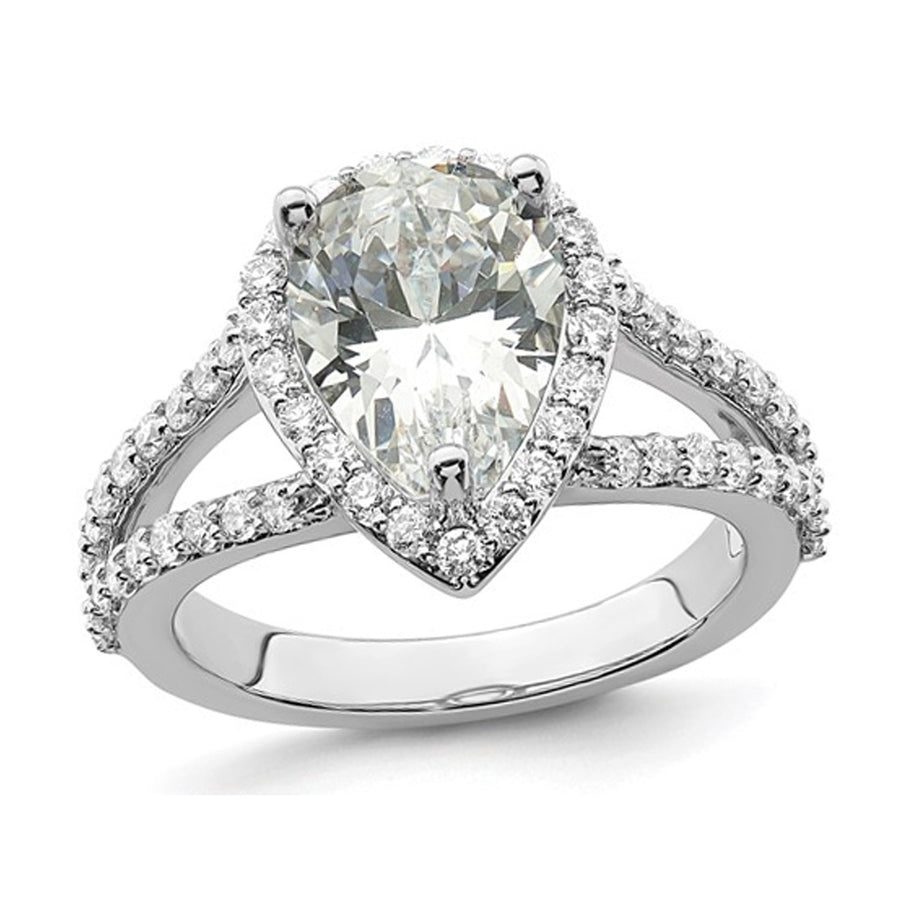 2.85 Carat (ctw VS2G-H) IGI Certified Lab-Grown Pear Diamond Engagement Ring 14K White Gold Image 1