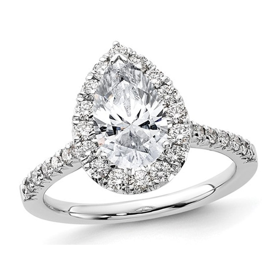 2.10 Carat (ctw VS2G-H) GCAL Certified Lab-Grown Pear Diamond Engagement Ring 14K White Gold Image 1