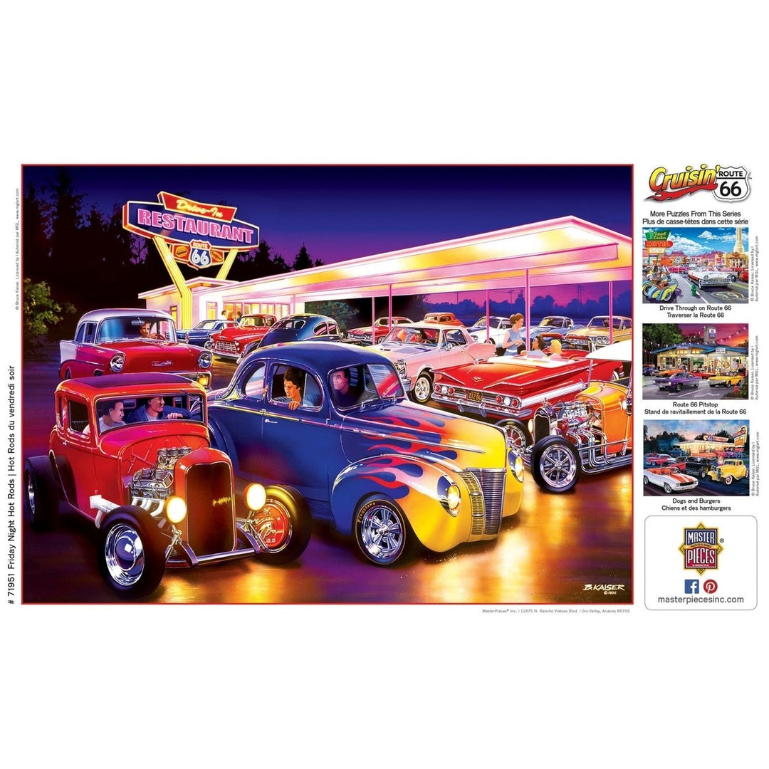 Cruisin Route 66 - Friday Night Hot Rods 1000 Piece Jigsaw Puzzle Image 4