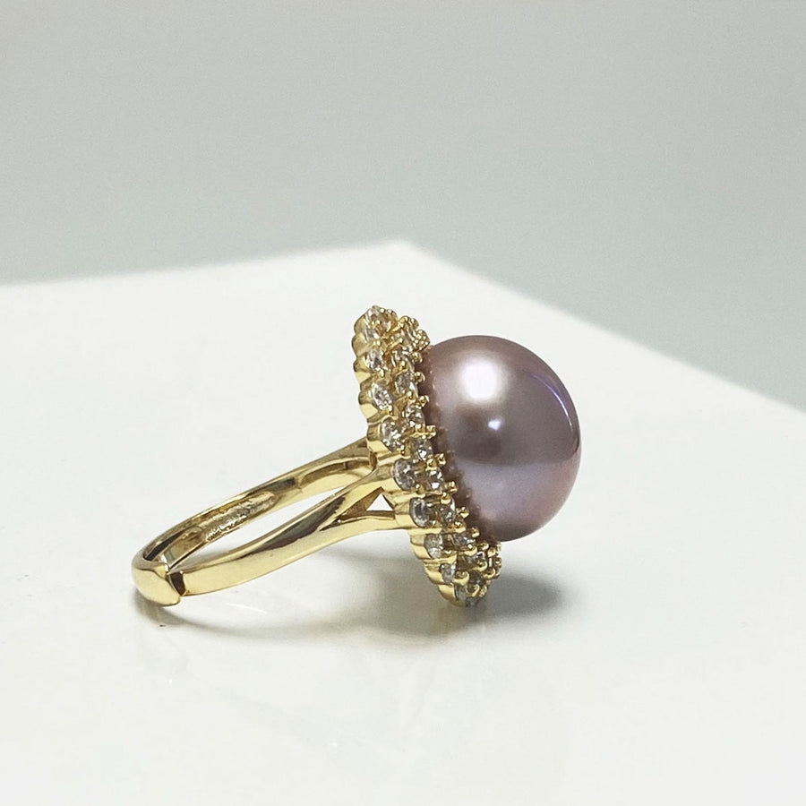 Adele Fresh Water Pearl Ring with Circlet of Stones Image 1
