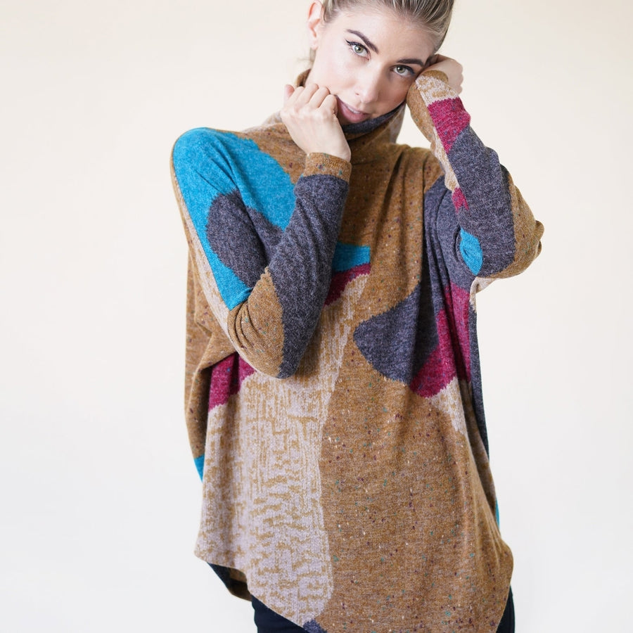 Asymmetrical Color-block Sweater Image 1