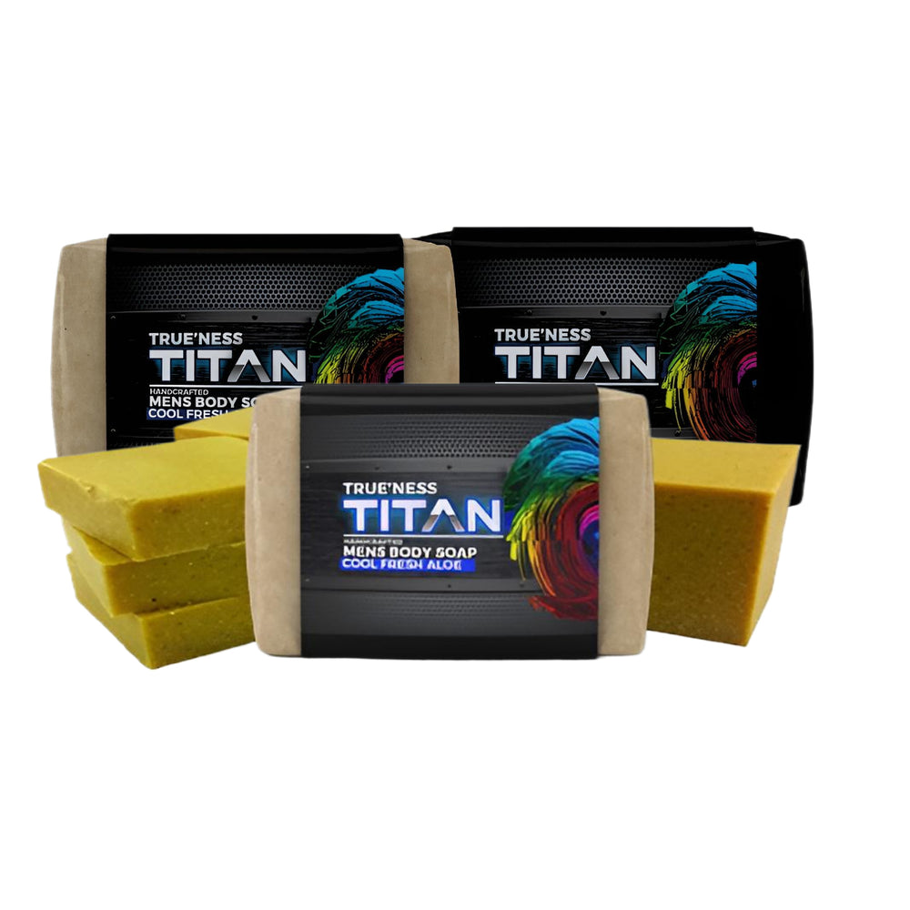 Trueness Titan For Men Cool Fresh Aloe Handcrafted Bar Scrub 3 Pact Image 2