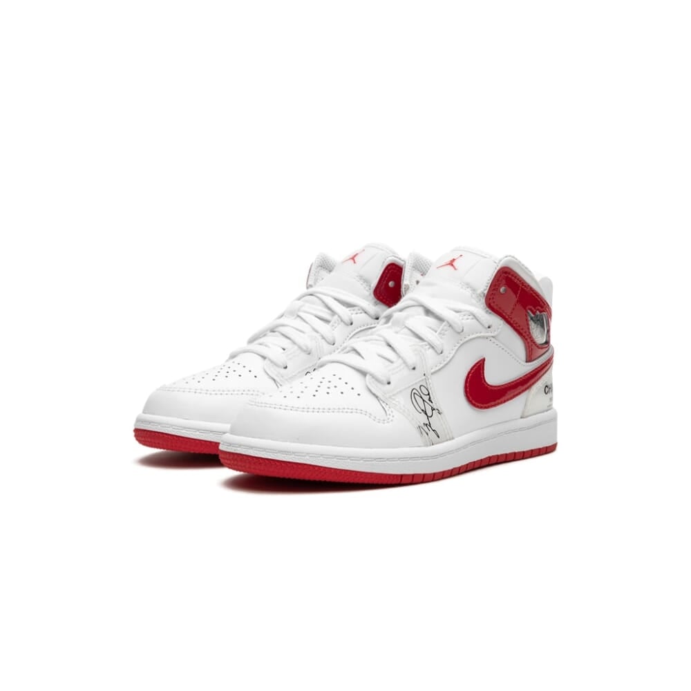 Nike Jordan 1 Mid SS White/University Red DR6495-116 Pre-School Image 2