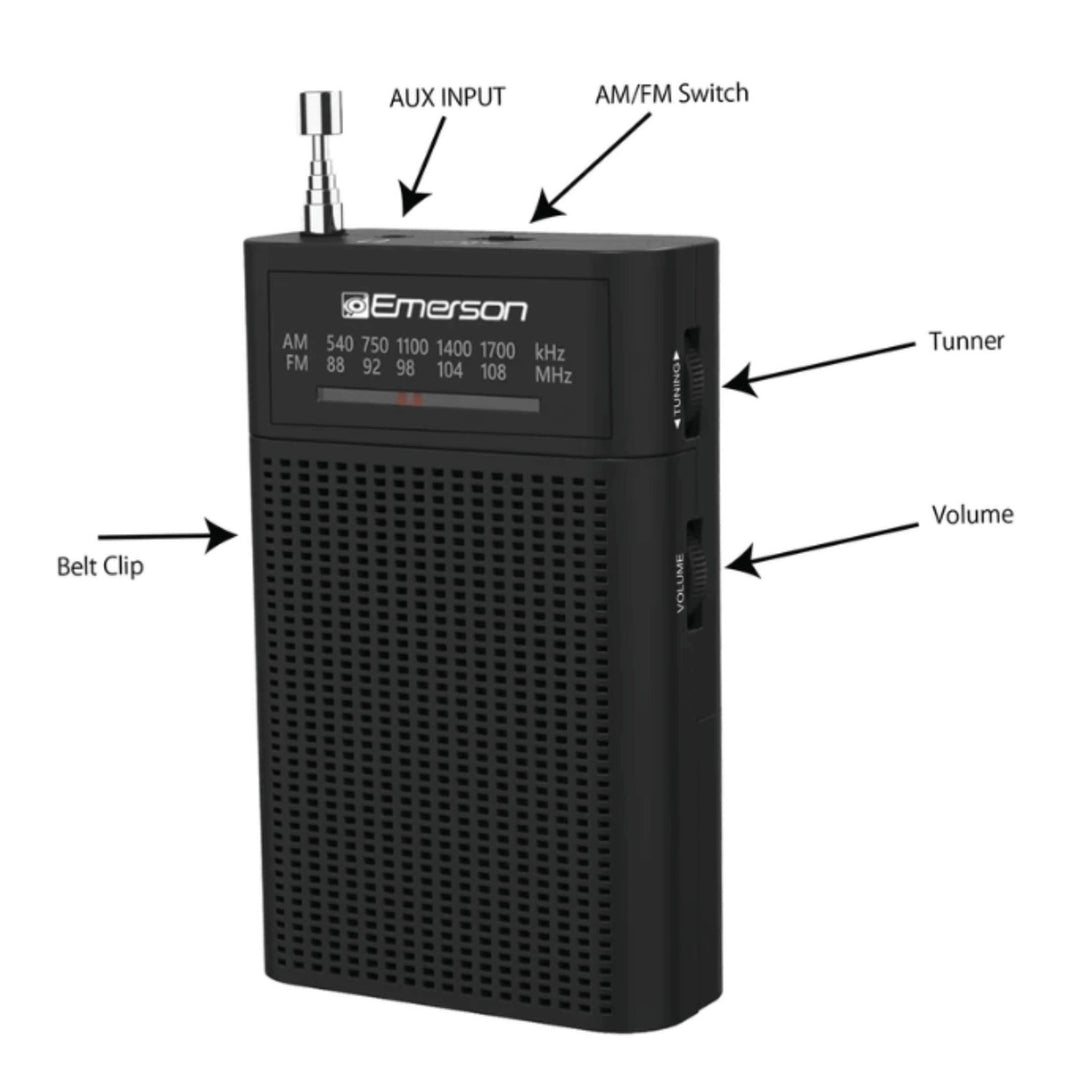 Emerson Portable AMFM Radio with Built-In Speaker and Easy Removable Belt Clip Image 8