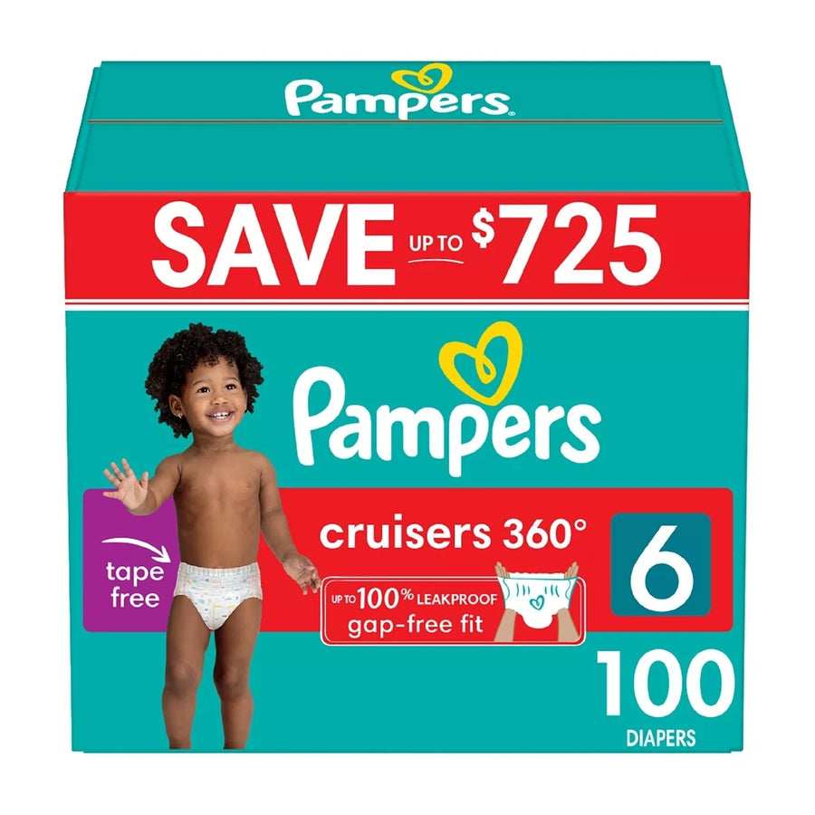 Pampers Cruisers 360 Diapers Gap-Free FitSize 6 (35+ Pounds)100 Count Image 1