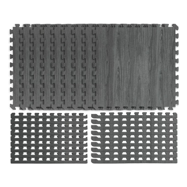 Norsk 25" x 25" Reversible Foam FlooringGray Wood and Black9 Tiles Image 4