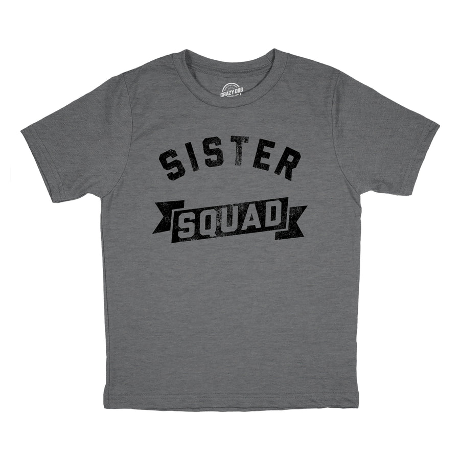 Youth Funny T Shirts Sister Squad Family Graphic Tee For Kids Image 1