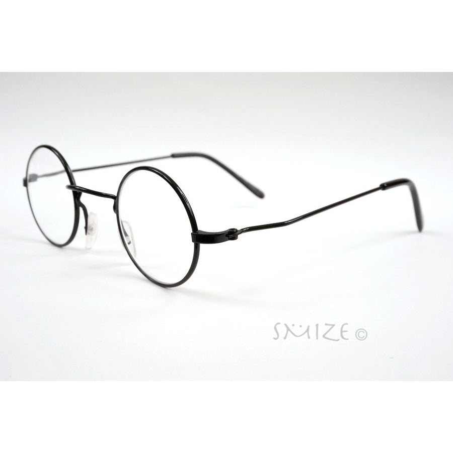 Lennon Style Round Metal Reading Glasses Black Gold Small Size Readers Image 2