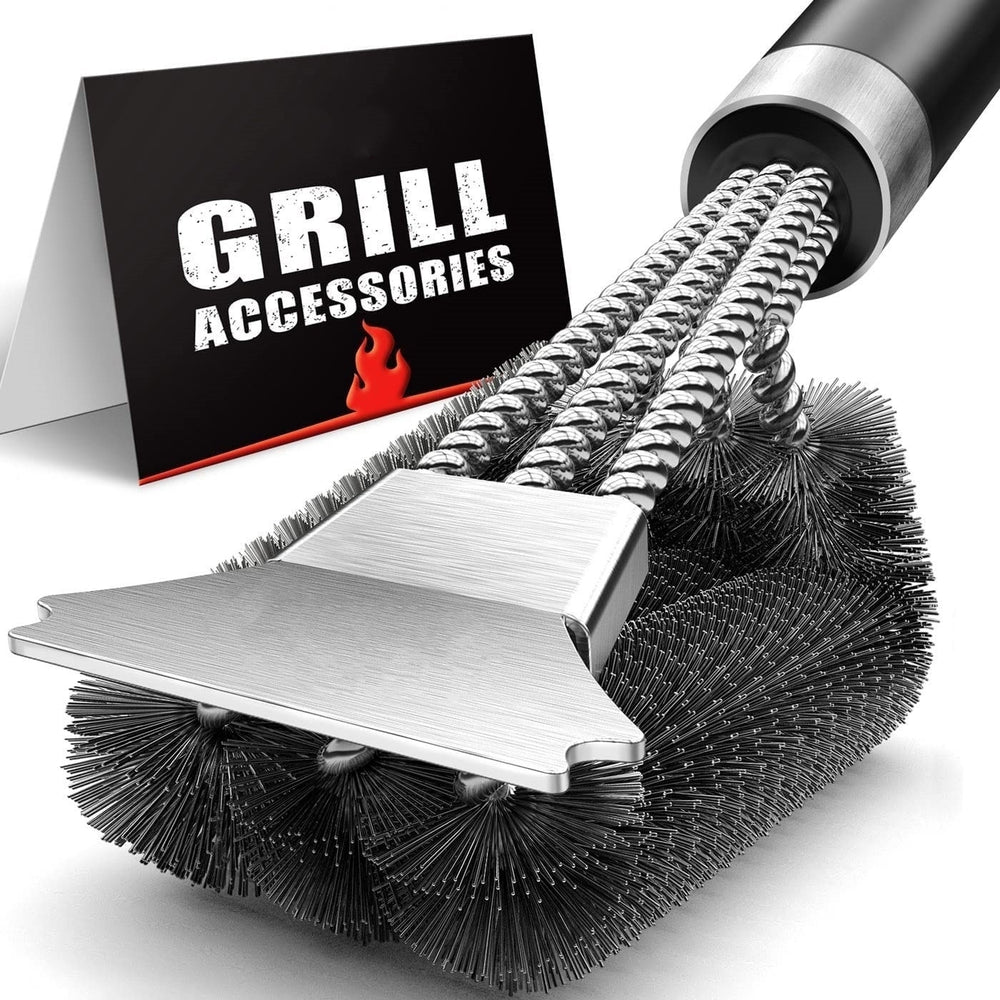 BBQ Stainless Steel Grill Barbecue Kit Cleaning Brush Image 2