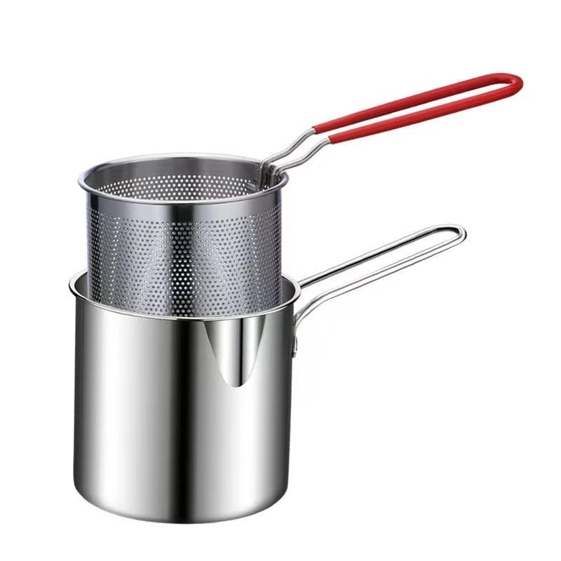 Kitchen Oil Saving Deep Fryer Pot with Strainer Screen Image 1