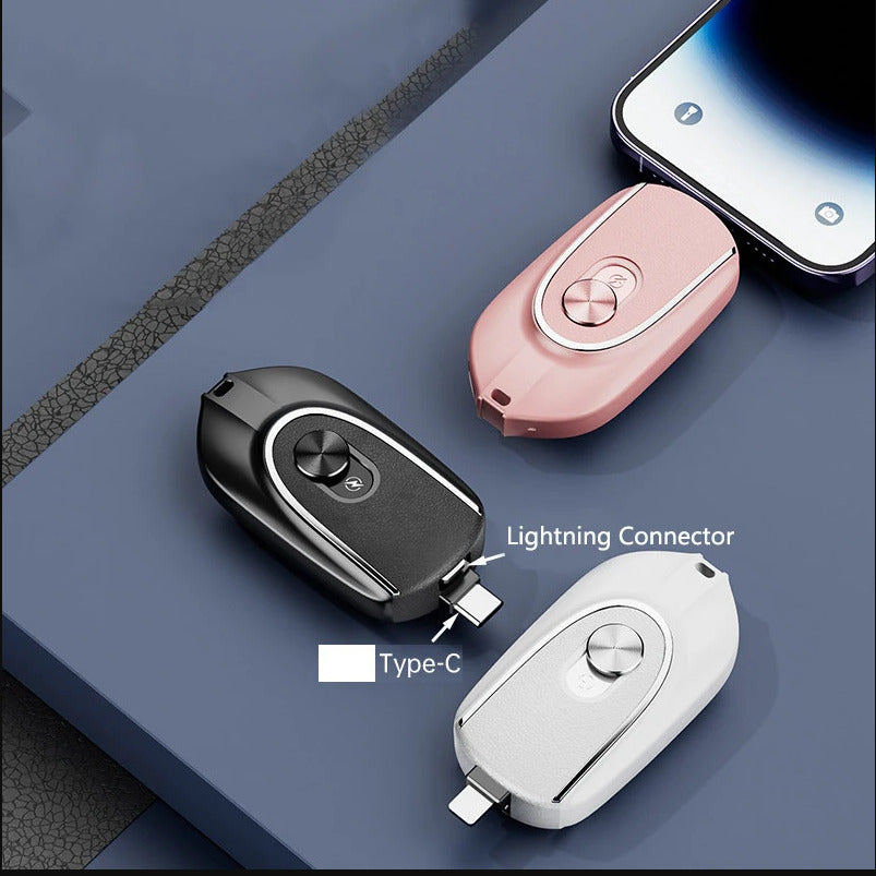 2-in-1 Connector Power Station Portable Charger Mini Emergency Keychain Power Bank Image 1