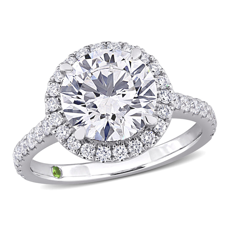 3.60 Carat (ctw VS1-VS2G-H) Lab-Grown Diamond Halo Engagement Ring in 14K White Gold Image 1