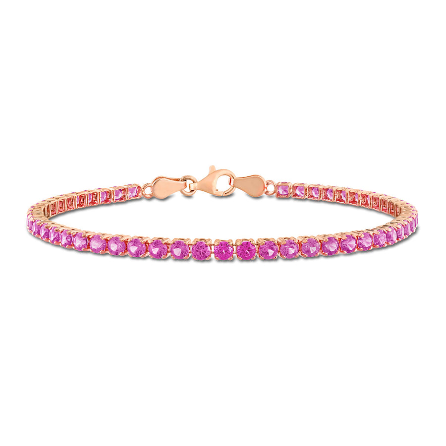 6.10 Carat (ctw) Lab-Created Pink Sapphire Bracelet in Rose Sterling Silver (7.25 Inches) Image 1