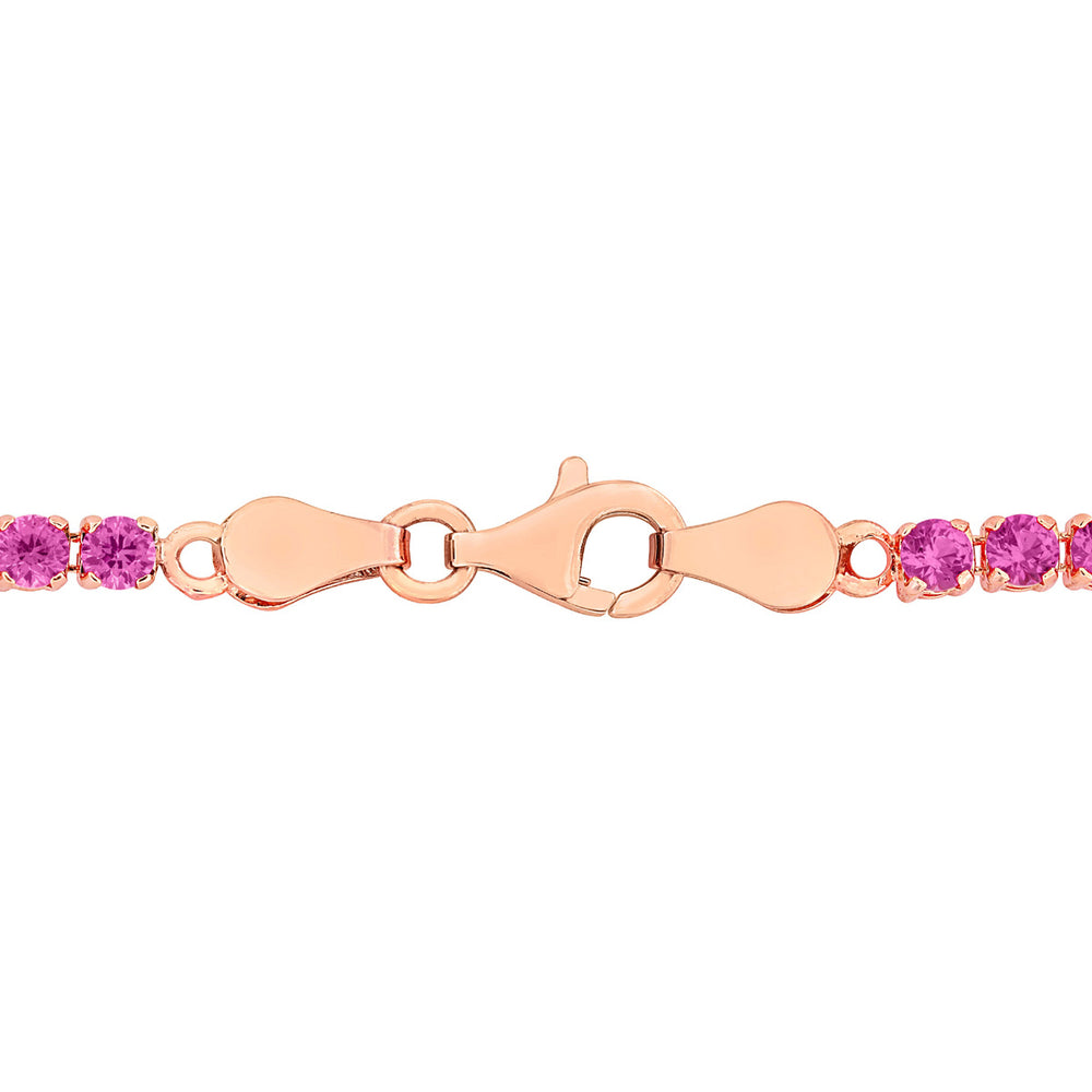 6.10 Carat (ctw) Lab-Created Pink Sapphire Bracelet in Rose Sterling Silver (7.25 Inches) Image 2