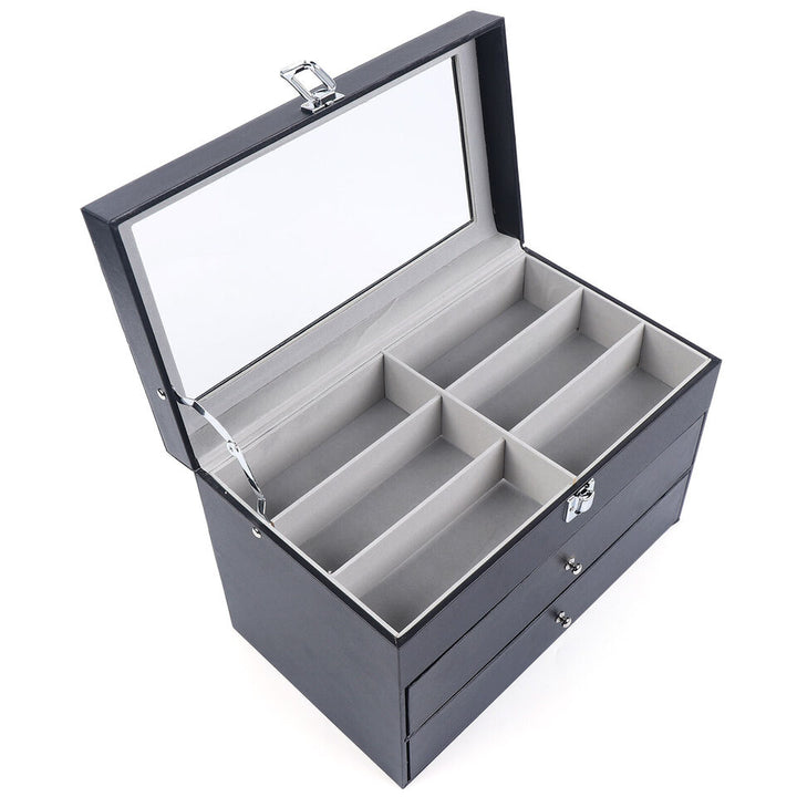 Watch Box Leather Display Case Organizer 24 Slots Glass Jewelry Storage Men Image 4