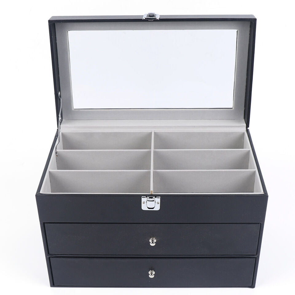 Watch Box Leather Display Case Organizer 24 Slots Glass Jewelry Storage Men Image 7