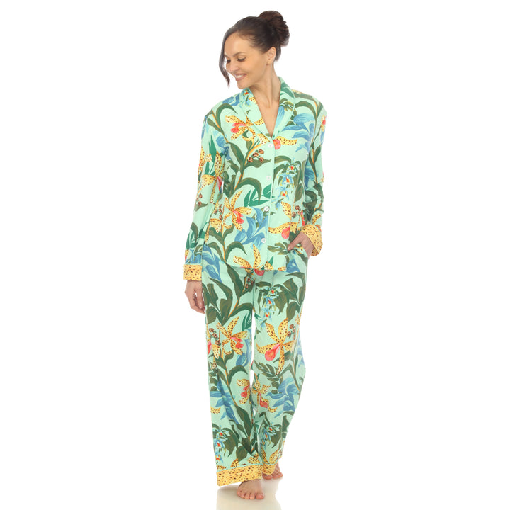 White Mark Womens 2-PC Wildflower Print Pajama Set Image 7