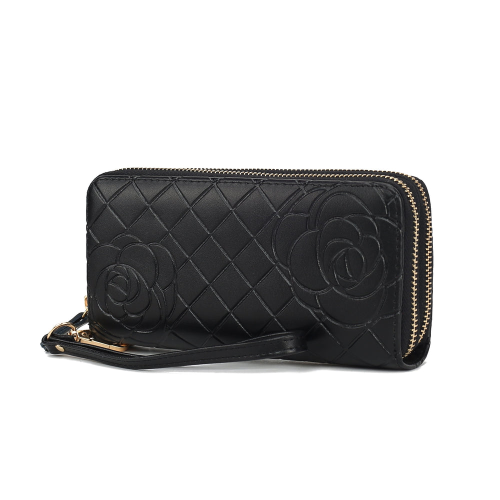 MKF Collection Honey Genuine Leather Quilted Flower-Embossed Womens Wristlet Wallet by Mia K Image 2