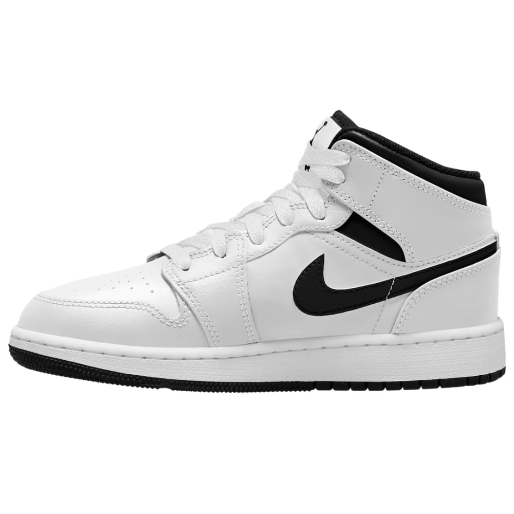 Nike Air Jordan 1 Mid White/Black-White-Black DQ8423-132 Grade-School Image 2