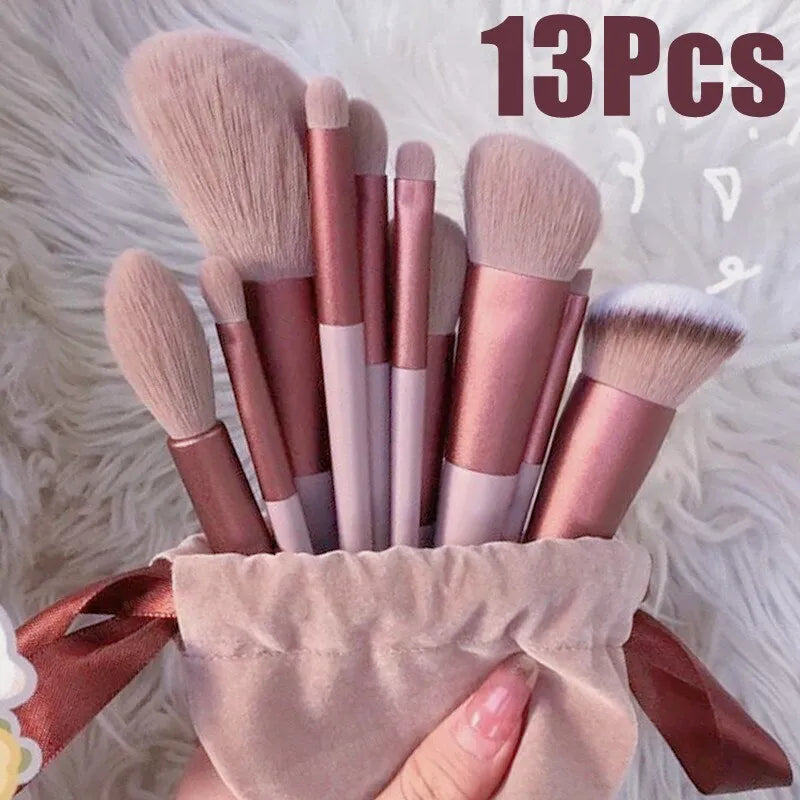 13 PCS Makeup Brushes Set EyeShadow Foundation Cosmetic Brush Blush Tool Bag Image 2