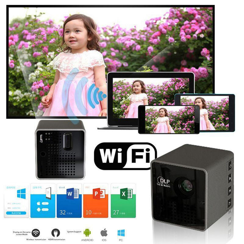 1080P DLP Wifi Mini Pocket LED Projector Home Theater Cinema Multimedia USB/TF Image 4