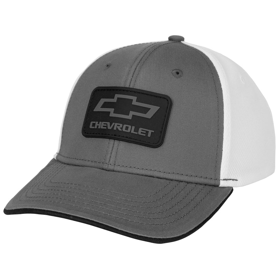 Chevy Chevrolet Rubber Patch Logo Grey Colorway Mesh Back Hat Image 1