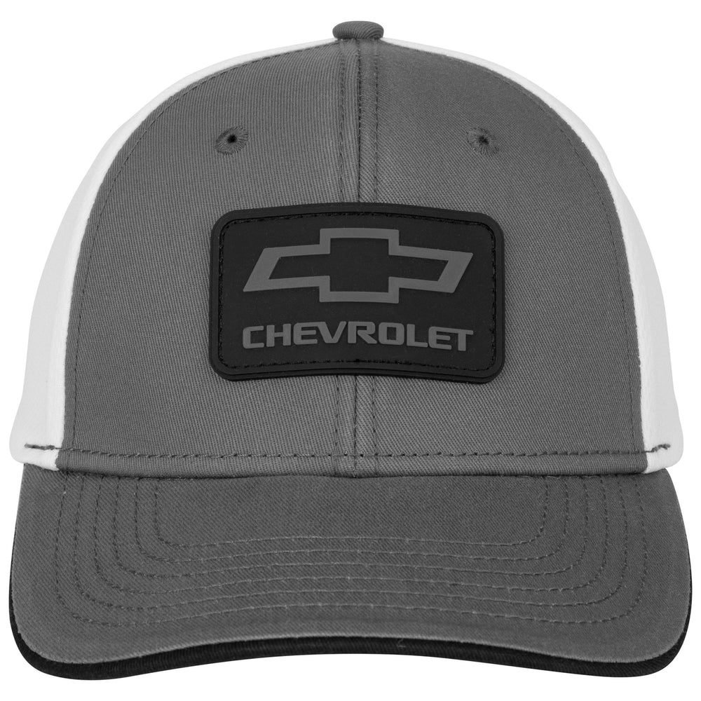 Chevy Chevrolet Rubber Patch Logo Grey Colorway Mesh Back Hat Image 2