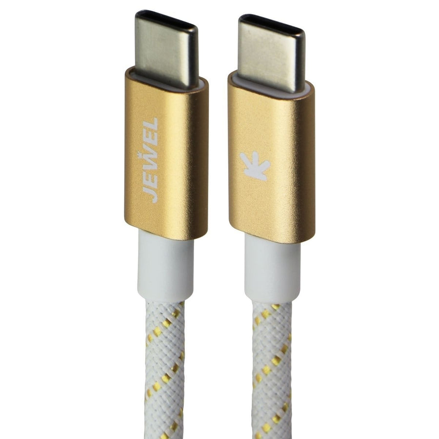 JEWEL (10Ft) USB-C to USB-C Charging Cable - White / Gold Image 1